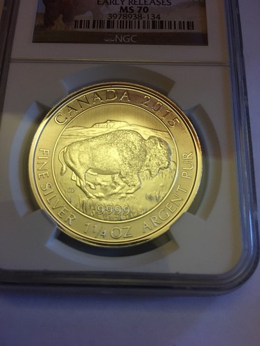 2015 Canada 1.25 oz Silver $8 Bison MS-70 NGC - Picture 3 of 5