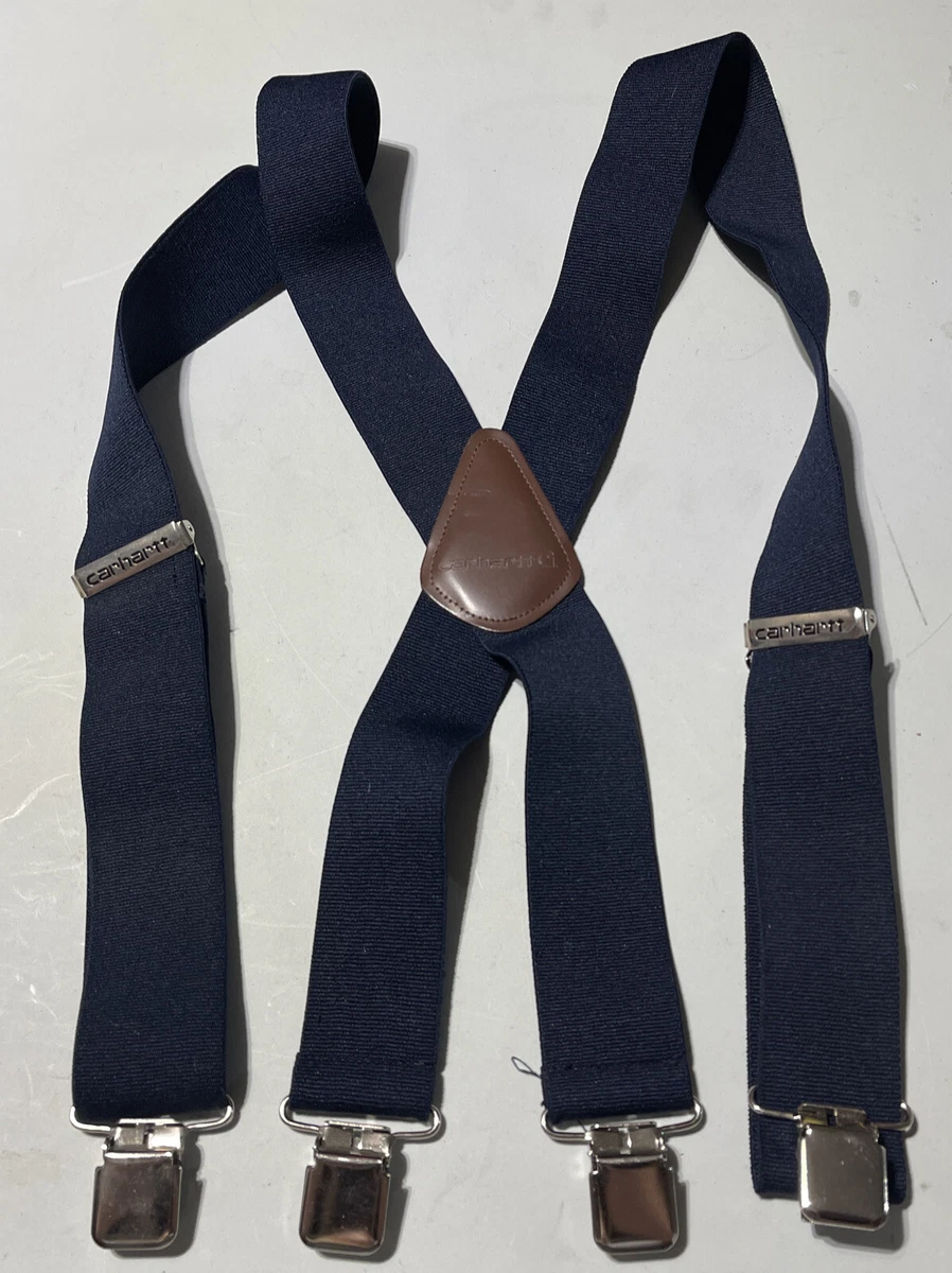 Carhartt Navy Blue Suspenders Heavy Duty Clip 52” Wide Utility