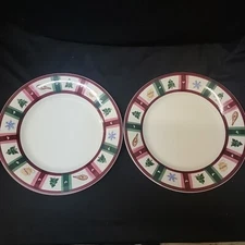 2x Pfaltzgraff SNOW BEAR Christmas Stoneware Dinner Plate 10 7/8"