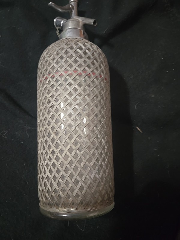 Vintage Sparklets Mesh Seltzer Bottle Art Deco 1930s Czech