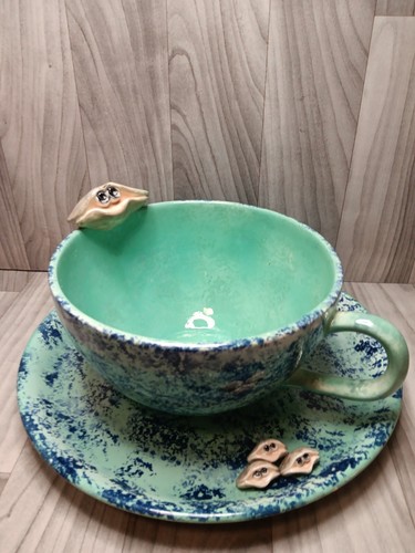 Handmade Extremely Large And Decorative Chowder Bowl And Plate Set HUGE Unique!! - Picture 22 of 24