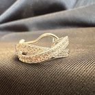 18K WHITE GOLD - DIAMOND (.80Ct) CRISS CROSS HUGGIE EARRINGS — photo 7