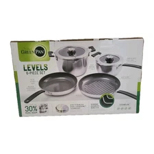 GreenPan Levels 6-Piece Cookware Set NIB No PFAS, PFOA, LEAD, CADMIUM Stackable