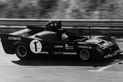 Alfa Romeo 33 TT 12 1975 & Arturo Merzario 1975 winners Targa Florio press photo