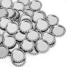 100 Flattened Chrome Bottle Caps Silver DIY Flat Bottle Caps