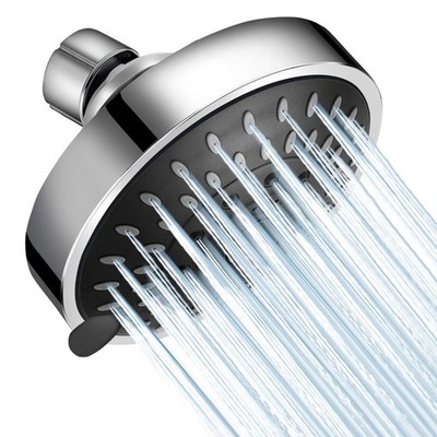 High Pressure Shower Head 5 Settings Fixed Showerhead 4 Inch High Flow Bathroom