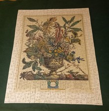 Vintage Optimago Wood Wooden Hand Cut Puzzle Furber Flower Engravings Jan No.1