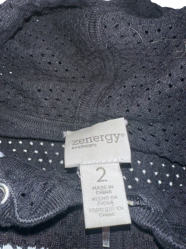 Толстовка с капюшоном женская Zenergy By Chicos в полоску анималистический принт 2 Sz L на молнии рукав 3/4 - Изображение 3 из 4