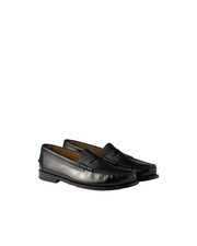 PRADA 1250 Black Brushed Leather Loafers New  Authentic