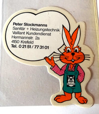 Werbe-Aufkleber Vaillant Kundendienst Stockmanns 4150 Krefeld Sanitär Hase 80er