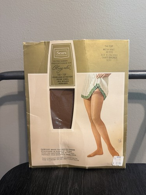 #ad #ad Vintage Sears Cling Alon Thi Top Hosiery Tahiti Bronze Petite B NOS USA $24.99