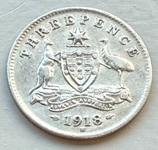 1918-M Australia 3 Pence SILVER Coin ~ (VF) Condition