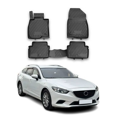 OMAC Floor Mats Liner for Mazda 6 Wagon 2012-2017 Black TPE All-Weather 4 Pcs