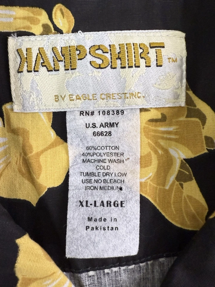 Kamp Shirt By Eagle Cresting Men’s Sz XL Army Button Down Polo Black And Gold Foto 4 de 4