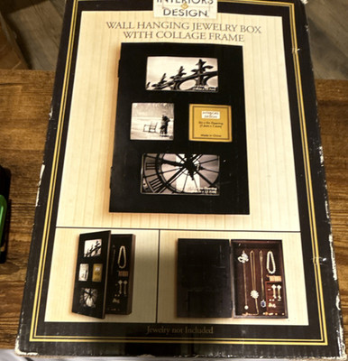 Interiors Design Wall Hanging Jewelry Box, Collage Frame, Black, Velvet Lined