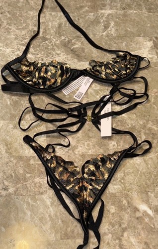 Victoria’s Secret XS/SP Leopard Print Lingerie One Piece Bra Set New