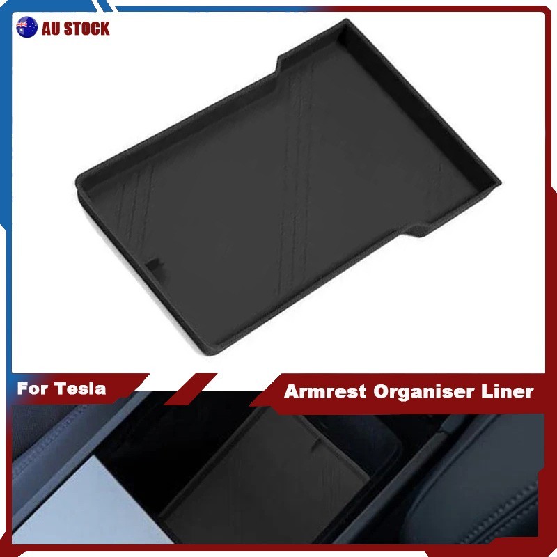 Car Lower Armrest Box Organiser Tray Liner TPE Cover For Tesla Model 3 2024-2026