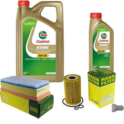 MANN-FILTER Inspektionspaket 6 L Castrol EDGE Titanium FST 5W-30 für Audi A5
