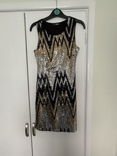 Quiz Bodycon Sequinned Dress, Gold & Silver, Size 10