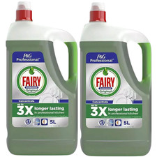 2 x 5L Fairy Washing Up Liquid Original 5L – Powerful Grease & Dish Cleaner 3.80 per litre