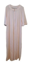 Vanity Fair Pink Silky Nightgown Zip Up Housecoat Dressing Gown Sz L 3/4 Sleeve