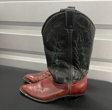 Vintage Code West Red Leather Western Boots Silver Toe Women s 7M USA Made Rare