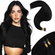 Moresoo I Tips Hair Extensions Human Hair Jet Black Itip Human Hair Extensions 2