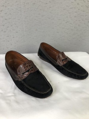 Moreschi Shoes Mens Size 9.5 Black Suede Leather Moccasin Driving Loafers Italy