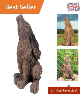 Bezaubernde handbemalte Hasen Statue - 21 cm rustikale Holzoptik Garten Ornament