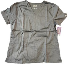 Cherokee Stretch Women's Short Sleeve Scrub Top With Pockets - Large - Gray