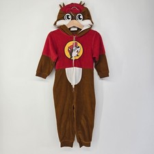 Buc-ee's Beaver Character Union Suit Kids 3T Brown Red Fleece Pajamas Costume