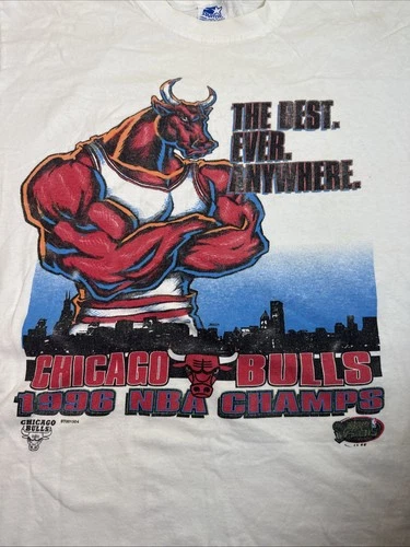 VTG 1996 Chicago Bulls Starter T-Shirt The Best Ever Anywhere Single Stitch M image 2