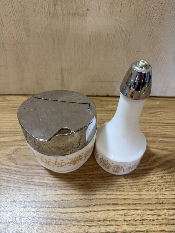 GEMCO CORNING CORELLE MARIPOSA ORO 6 7/8" Vinagre Coctelera Azúcar Cuenco Abuela Foto 3 de 4