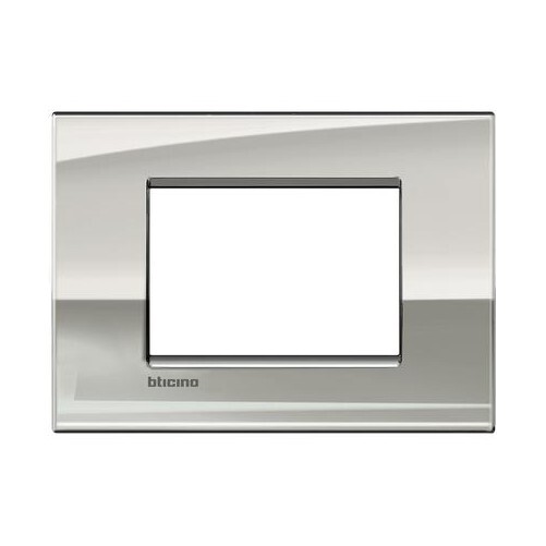 Bticino LNC4803PL living light AIR placca 3 posti moduli colore  Palladio Lucido