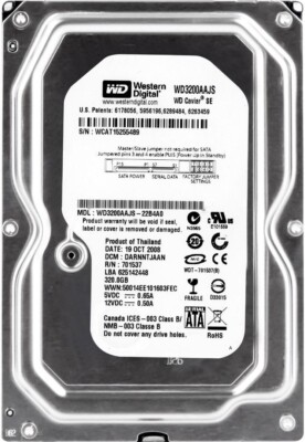 FESTPLATTE 320GB WD Caviar SE WD3200AAJS 7200U/min SATA II 8MB CACHE 3.5'' Zoll 