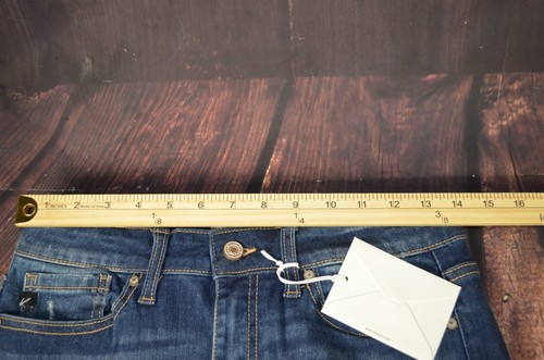 Pantalones de mezclilla azules al tobillo KANCAN tiro medio súper ajustados dobladillo deshilachado talla 9/28 nuevos - Imagen 11 de 12