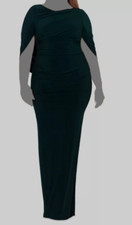 Aqua Women's Green Lined Jersey Knit Formal Ruched Gown Plus Size 22W