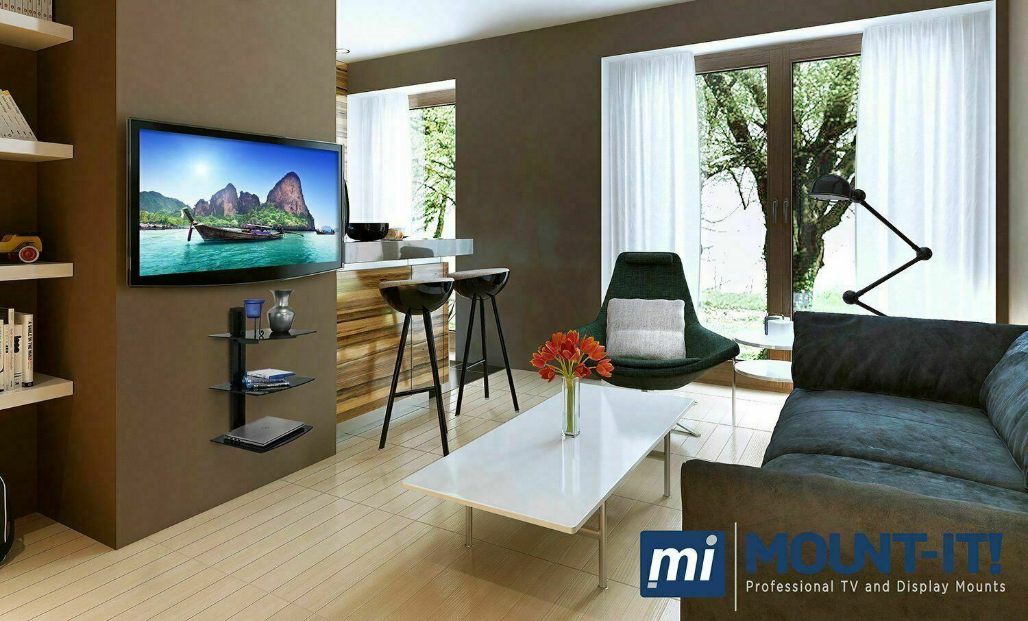 Mount-It! Floating Wall Mounted AV Entertainment Shelf | 3 Shelves, Open Box