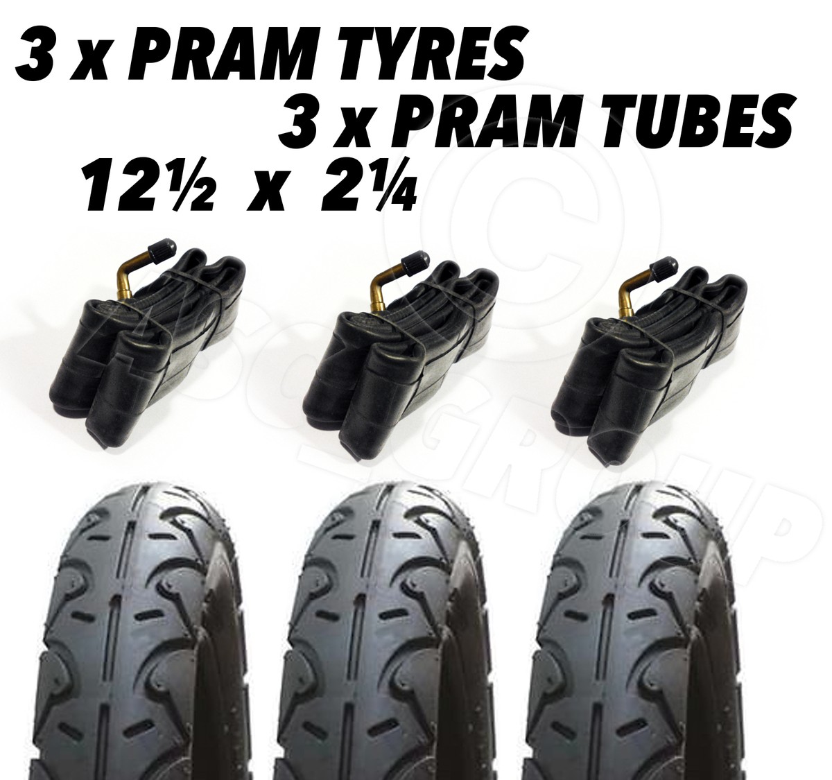 x Pram Tyres 3x Tubes 12 1/2 X 1/4 Mothercare Xtreme MY3 MY4