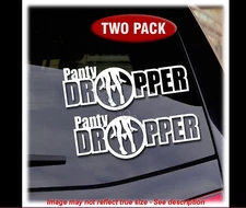 TWO Pack 7" White Panty Dropper Funny Window Vinyl Decal Sticker Auto Car Truck