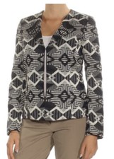 Tahari ASL Arthur S. Levine Printed Blazer Jacket Navy Ivory 8 M 280