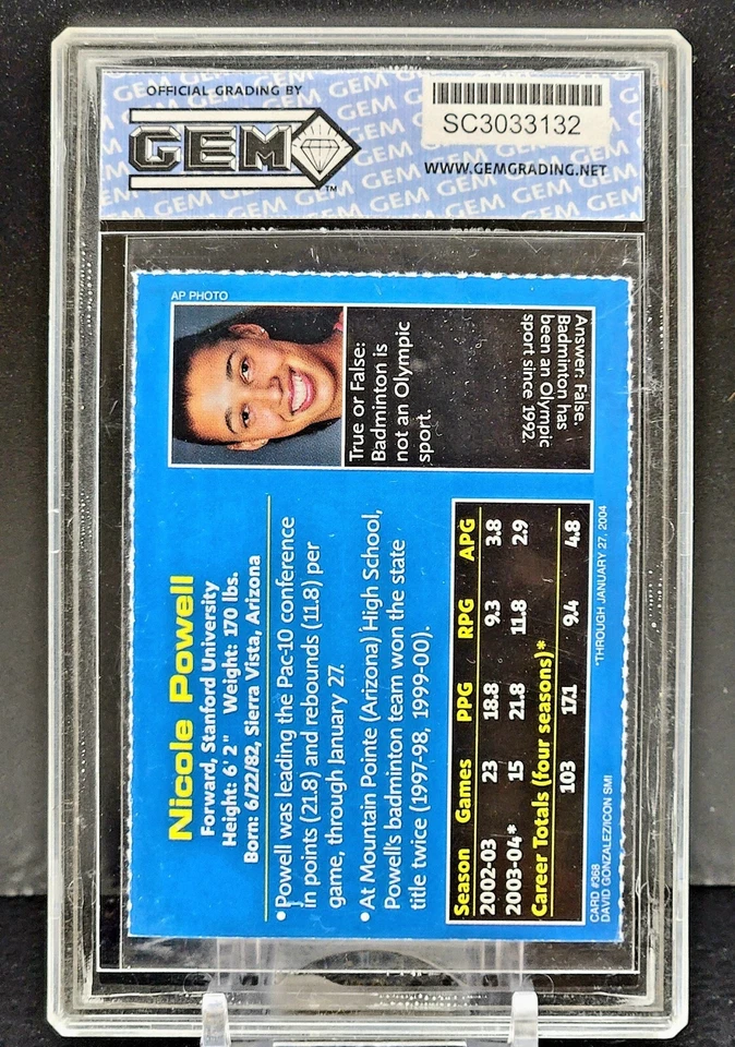 2004 SI for Kids Nicole Powell #368 Stanford University GEM 10 - Image 2 of 2