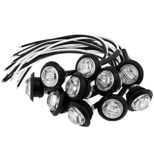 10x 12V 3/4" White Light Round Clearance LED Side Indicator Bullet Marker Light - Picture 6 of 12