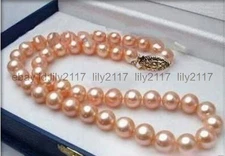 Long 20'' 7-8MM Genuine Natural Pink Akoya Cultured Pearl Necklace