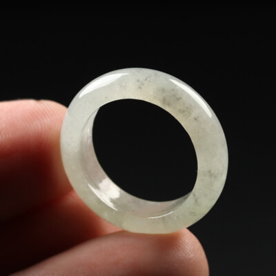 Size 6.5 Certified Grade A 100% Natural Black Green Icy Jadeite Jade Ring S04801