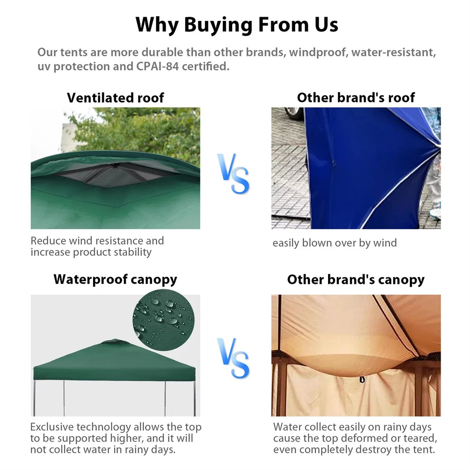 10x10' Ez Pop Up Canopy Tent Commercial Instant Canopy with Portable Roller Bag - Image 4 of 4