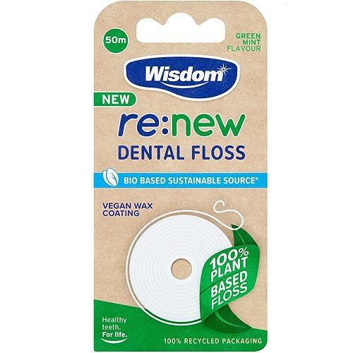 6x Wisdom re:new Dental Floss | Vegan | 100% Plant BIO Based | Mint Flavour- 50m - Image 2