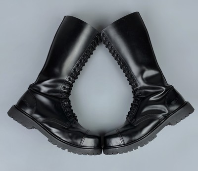 Vintage UNDERCOVER Leather Combat Steel Toe 20 Eye Black Boots 