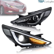 VLAND LED Headlights Dual Beam Projector Lamps For Hyundai Sonata 2011-2014