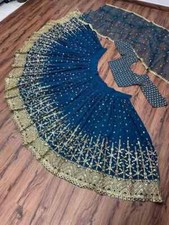 Wedding Wear Embroidery Sequence Work Faux Georgette Lehenga Choli With Dupatta